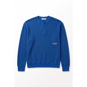 The Mayfair Group Sunny Days Are Coming Henley Sweatshirt Blue S/M NWOT